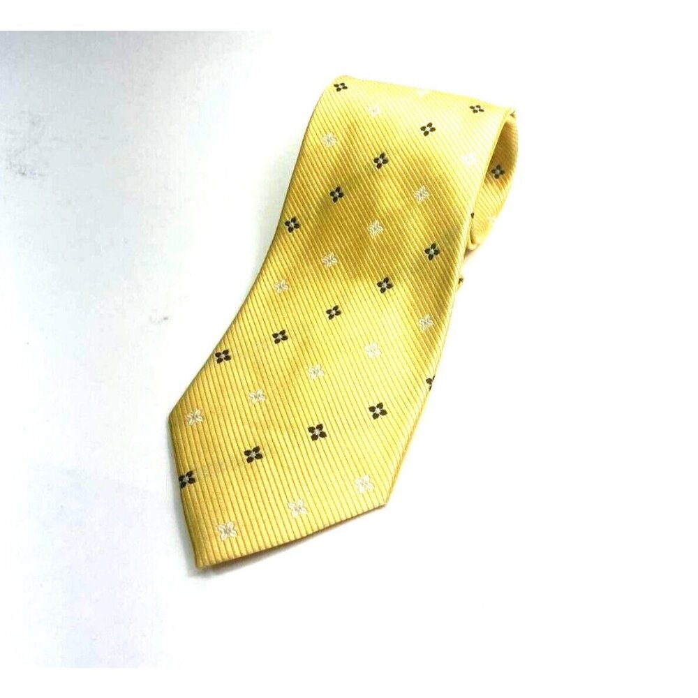 Nordstrom Mens Tie Necktie Yellow Multicolor Classic Woven Italy